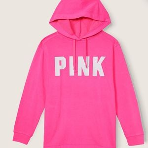 NWT Victorias Secret ATOMIC PINK Long Sleeve Fleece Campus Hoodie